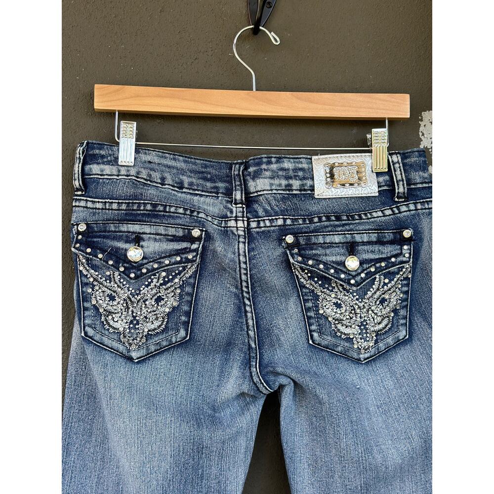 Vintage Y2K Montana Jeans Women's 9/10 Bedazzled Pockets Low-Rise Skinny Denim - Picture 6 of 10